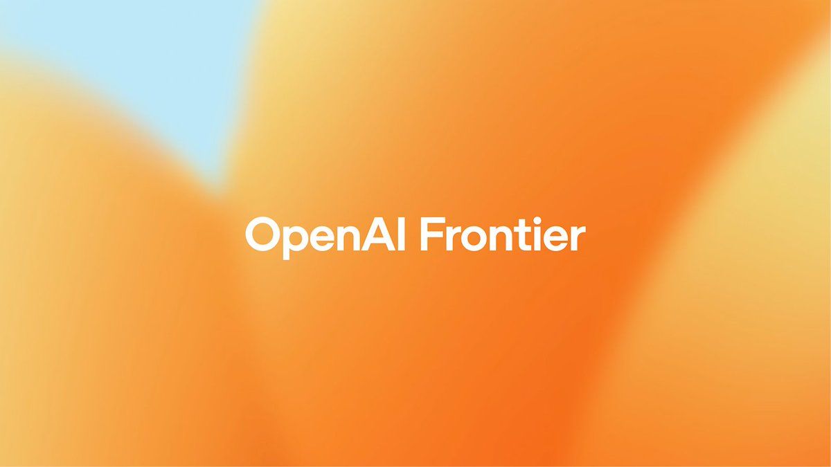 OpenAI Launches Frontier, a New Platform for Enterprise AI Coworkers 1 A minimalist graphic with the white text "OpenAI Frontier" centered against a soft, blurred background of orange, yellow, and light blue gradients.